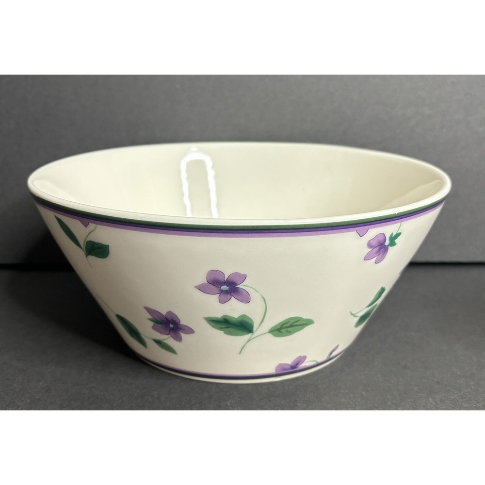 Waverly Sweet Violets Round Serving Bowl 8" Floral Purple Flowers Cottagecore